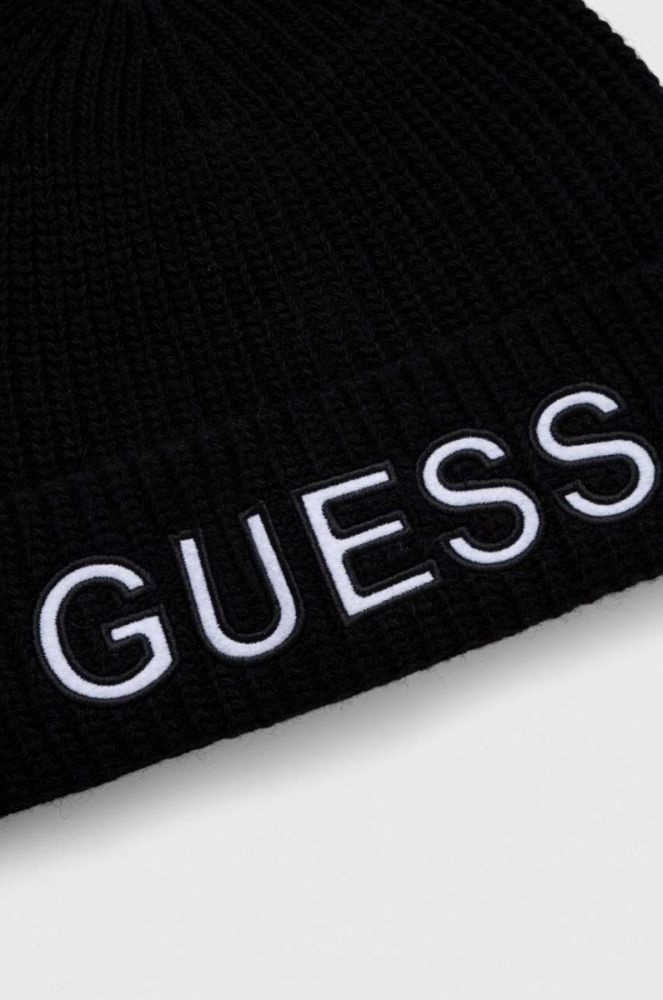 Шапка з домішкою вовни Guess колір чорний (3553809) фото 3