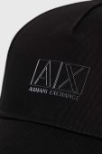 Бавовняна бейсболка Armani Exchange колір чорний з принтом (3473709)
