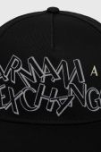 Бавовняна бейсболка Armani Exchange колір чорний з принтом (3511678)