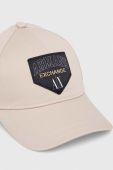 Бавовняна бейсболка Armani Exchange колір бежевий з аплікацією (3383285)