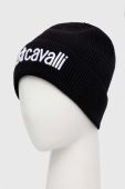 Шапка з домішкою вовни Just Cavalli колір чорний з тонкого трикотажу (3515178)