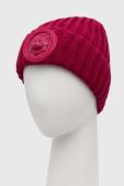 Шапка з домішкою вовни Just Cavalli колір рожевий з товстого трикотажу