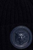 Шапка з домішкою вовни Just Cavalli колір синій з товстого трикотажу