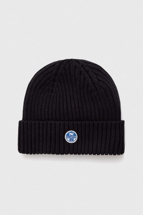 Шапка з домішкою вовни North Sails колір чорний з товстого трикотажу