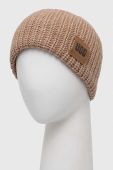Шапка з домішкою вовни UGG колір бежевий з товстого трикотажу