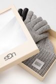 Шапка та рукавички з домішкою вовни UGG колір сірий