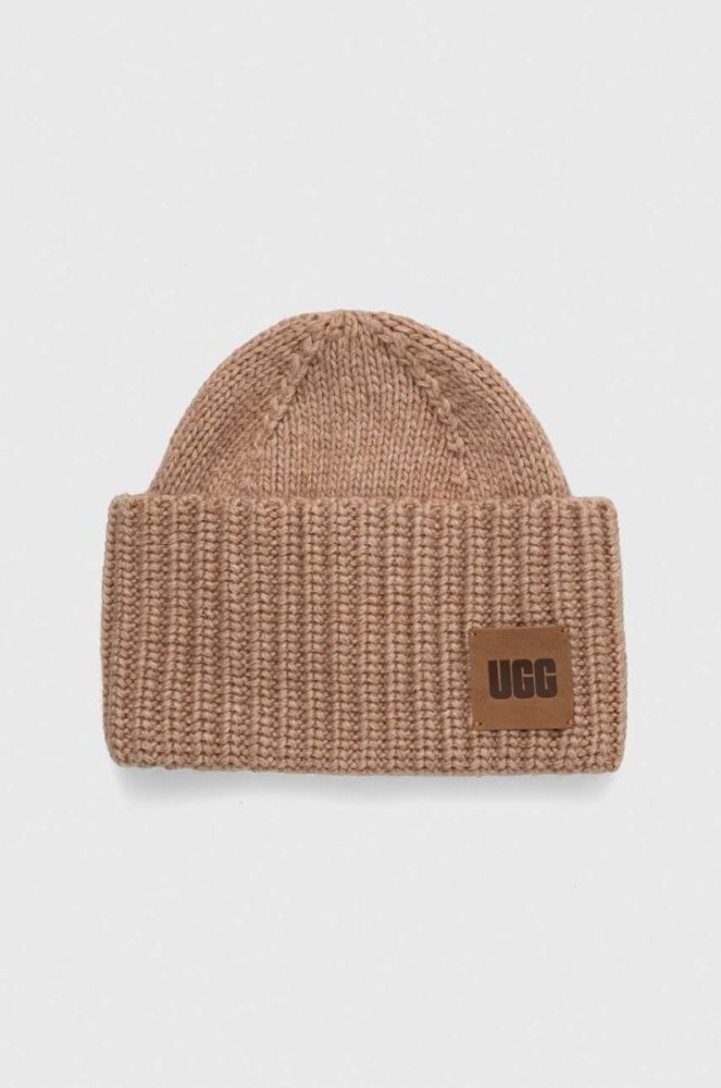 Шапка та рукавички з домішкою вовни UGG колір коричневий фото 3
