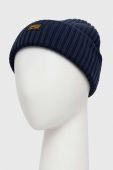 Бавовняна шапка G-Star Raw колір синій з товстого трикотажу з бавовни