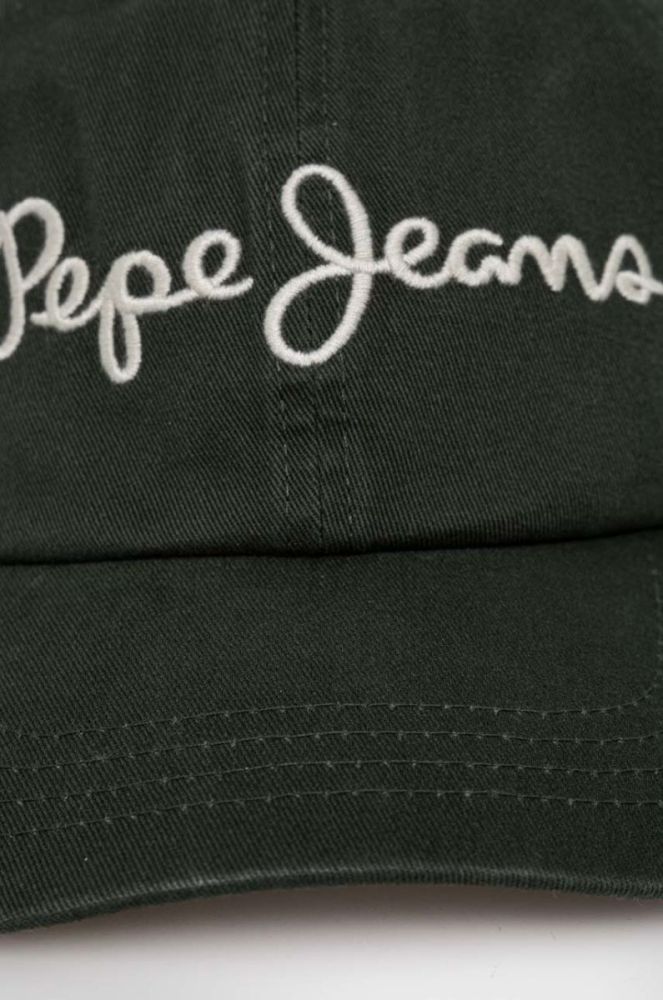 Бавовняна бейсболка Pepe Jeans Gilbert колір зелений з аплікацією фото 2