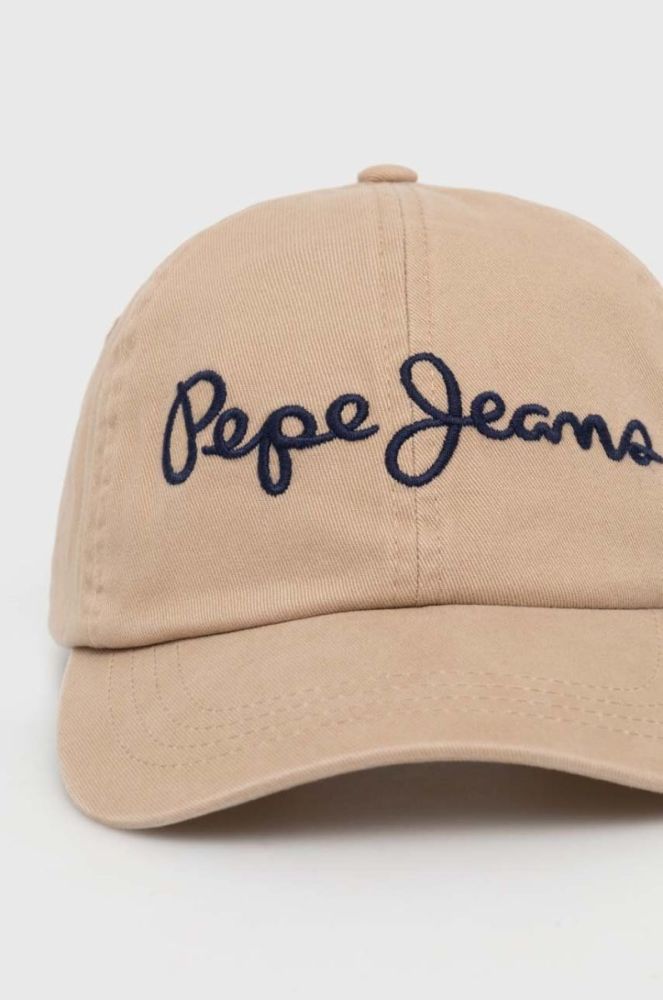 Бавовняна бейсболка Pepe Jeans Gilbert колір бежевий з аплікацією фото 2