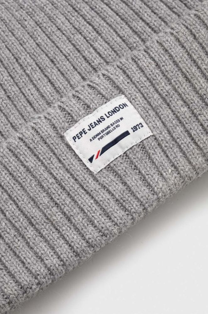 Шапка з домішкою вовни Pepe Jeans GRIFFIN колір сірий фото 3