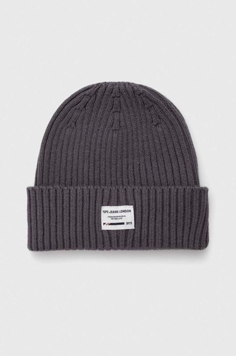 Шапка з домішкою вовни Pepe Jeans Griffin колір сірий з товстого трикотажу