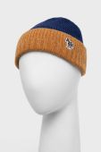 Вовняна шапка PS Paul Smith колір синій з товстого трикотажу вовна