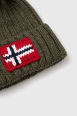 Шапка з домішкою вовни Napapijri колір зелений з товстого трикотажу (3550298)