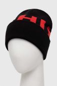 Вовняна шапка HUGO колір чорний з тонкого трикотажу вовна (3559562)