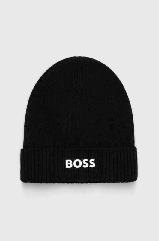 Шапка з домішкою вовни Boss Green BOSS GREEN колір чорний