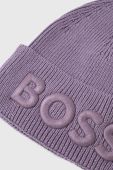 Шапка з домішкою вовни Boss Orange BOSS ORANGE колір фіолетовий з товстого трикотажу