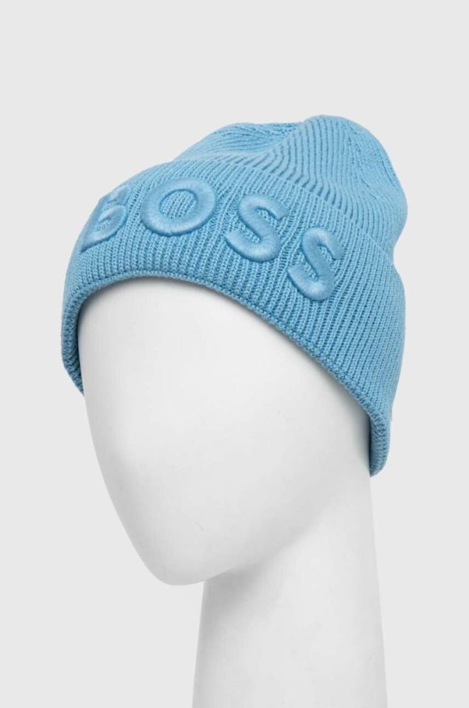 Шапка з домішкою вовни Boss Orange BOSS ORANGE з товстого трикотажу колір блакитний фото 3
