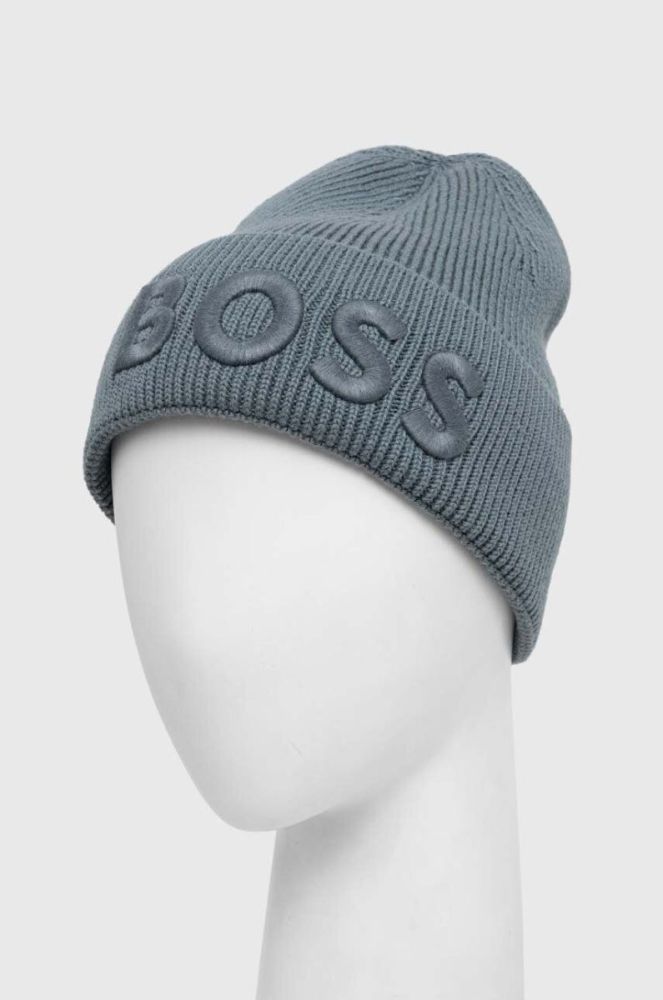 Шапка з домішкою вовни Boss Orange BOSS ORANGE колір зелений з товстого трикотажу (3483604) фото 3