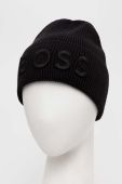 Шапка з домішкою вовни Boss Orange BOSS ORANGE колір чорний з товстого трикотажу