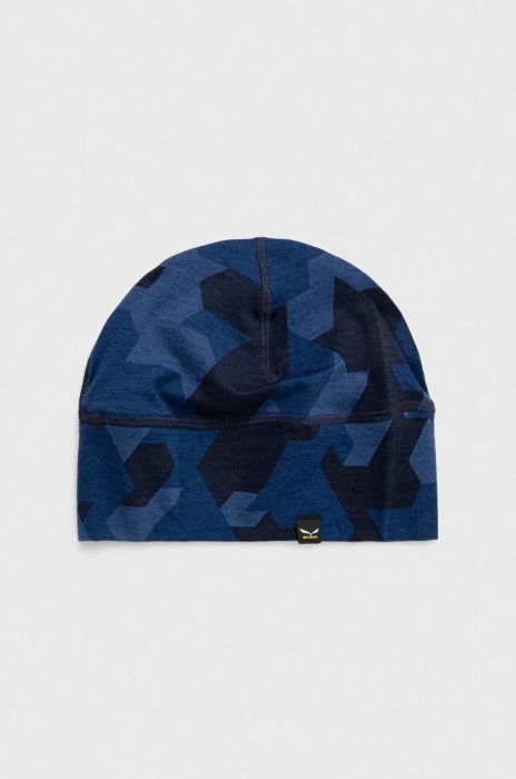 Шапка Salewa Cristallo з тонкого трикотажу вовна колір блакитний