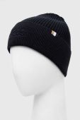 Шапка з домішкою вовни BOSS колір синій з тонкого трикотажу