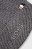 Шапка з домішкою вовни BOSS колір сірий з тонкого трикотажу