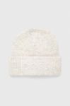 Вовняна шапка BOSS колір білий з товстого трикотажу вовна