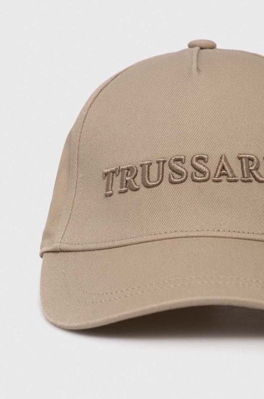 Бавовняна бейсболка Trussardi колір бежевий з аплікацією фото 2