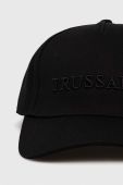 Бавовняна бейсболка Trussardi колір чорний з аплікацією