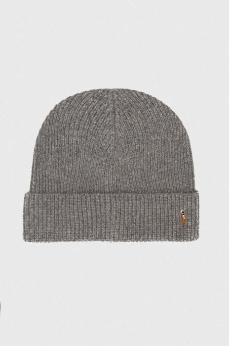 Вовняна шапка Polo Ralph Lauren колір сірий з тонкого трикотажу вовна (3550301)