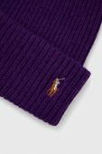 Вовняна шапка Polo Ralph Lauren колір фіолетовий з тонкого трикотажу вовна (3550304)