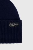 Вовняна шапка Polo Ralph Lauren колір синій з тонкого трикотажу вовна (3550305)