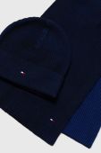 Шапка та шарф з домішкою кашеміру Tommy Hilfiger колір синій