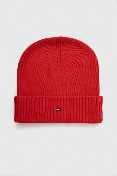 Шапка з домішкою кашеміру Tommy Hilfiger колір червоний з тонкого трикотажу
