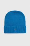 Шапка з домішкою кашеміру Tommy Hilfiger з тонкого трикотажу колір блакитний