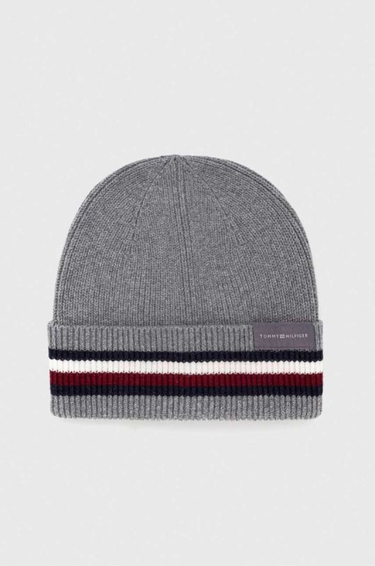 Шапка з домішкою вовни Tommy Hilfiger колір сірий (3441864)