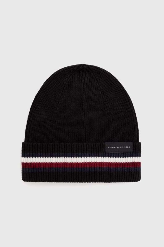 Шапка з домішкою вовни Tommy Hilfiger колір чорний (3441862)