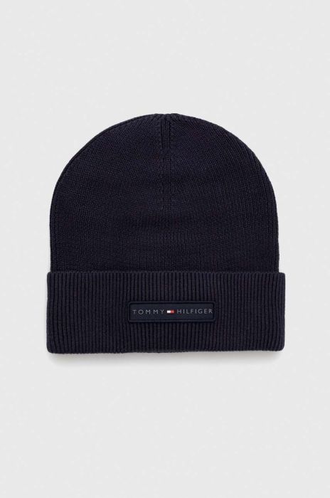 Бавовняна шапка Tommy Hilfiger колір синій з тонкого трикотажу з бавовни (3519840)