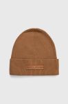 Бавовняна шапка Tommy Hilfiger колір коричневий з тонкого трикотажу з бавовни