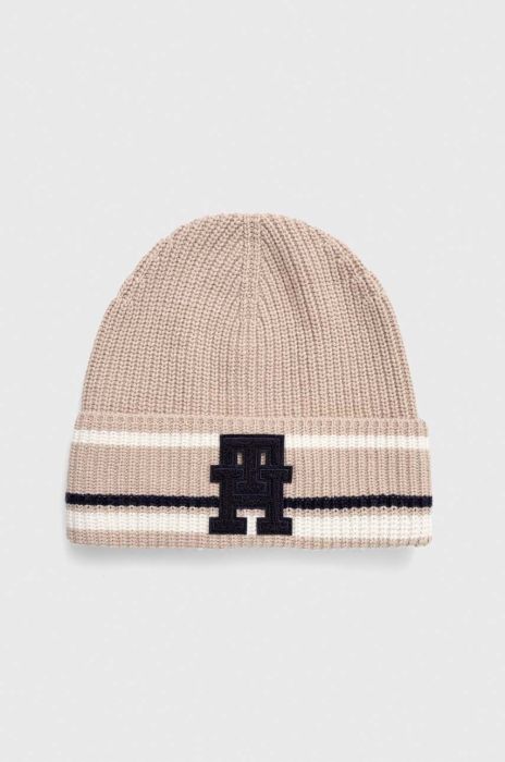 Шапка з домішкою кашеміру Tommy Hilfiger колір бежевий з тонкого трикотажу (3519844)