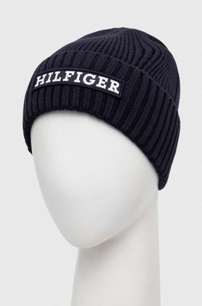 Шапка з домішкою вовни Tommy Hilfiger колір синій з товстого трикотажу (3546421) фото 2