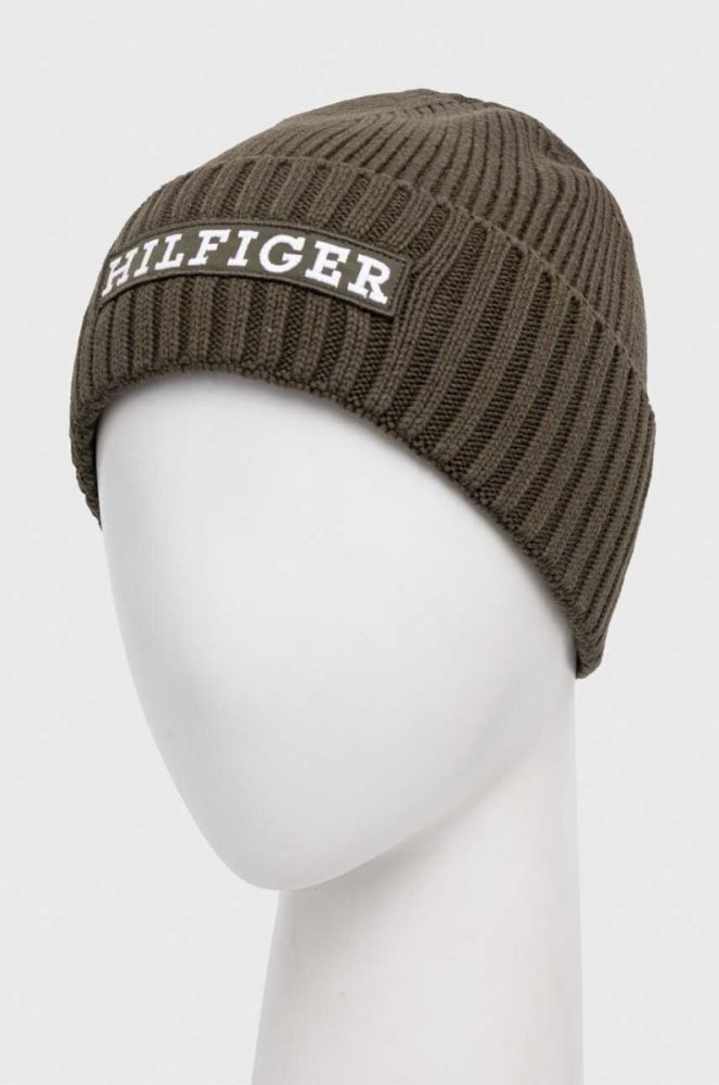 Шапка з домішкою вовни Tommy Hilfiger колір зелений з товстого трикотажу (3546422) фото 2