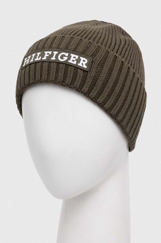 Шапка з домішкою вовни Tommy Hilfiger колір зелений з товстого трикотажу (3546422) фото 2