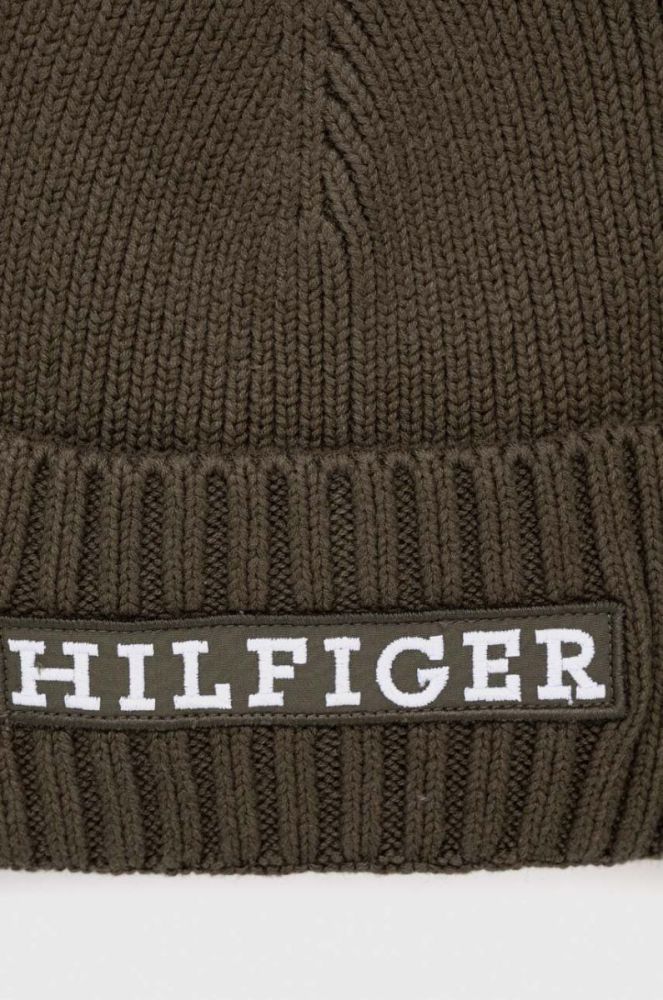 Шапка з домішкою вовни Tommy Hilfiger колір зелений з товстого трикотажу (3546422) фото 3