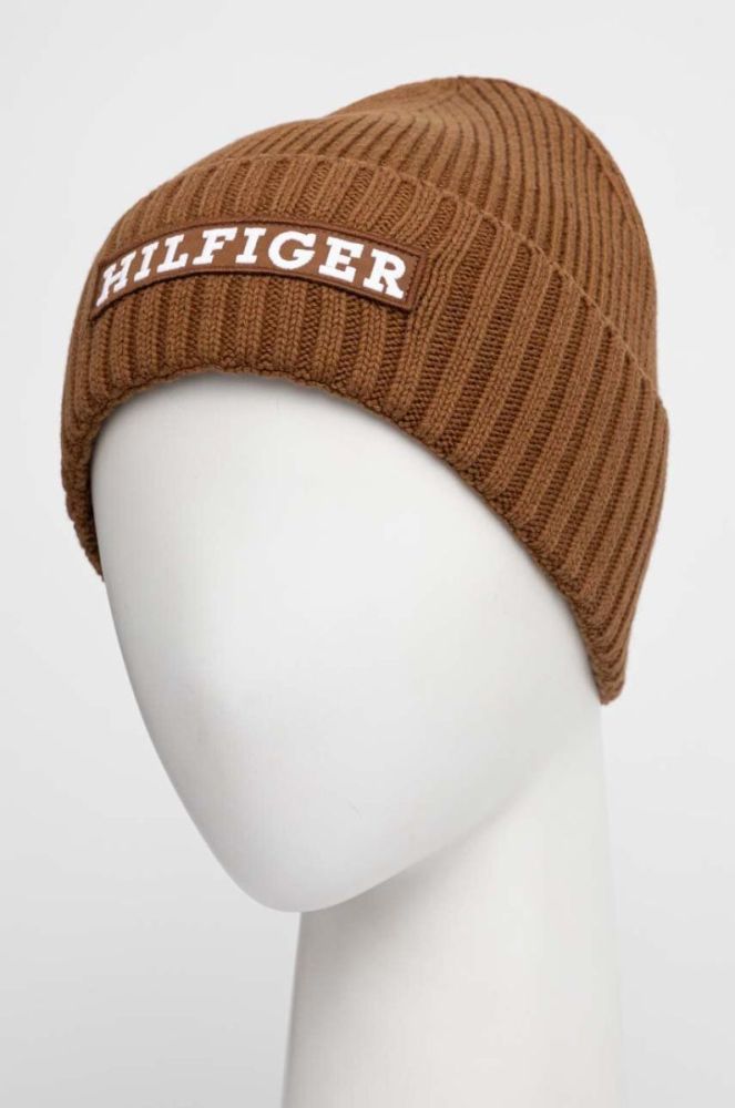 Шапка з домішкою вовни Tommy Hilfiger колір коричневий (3546419) фото 2