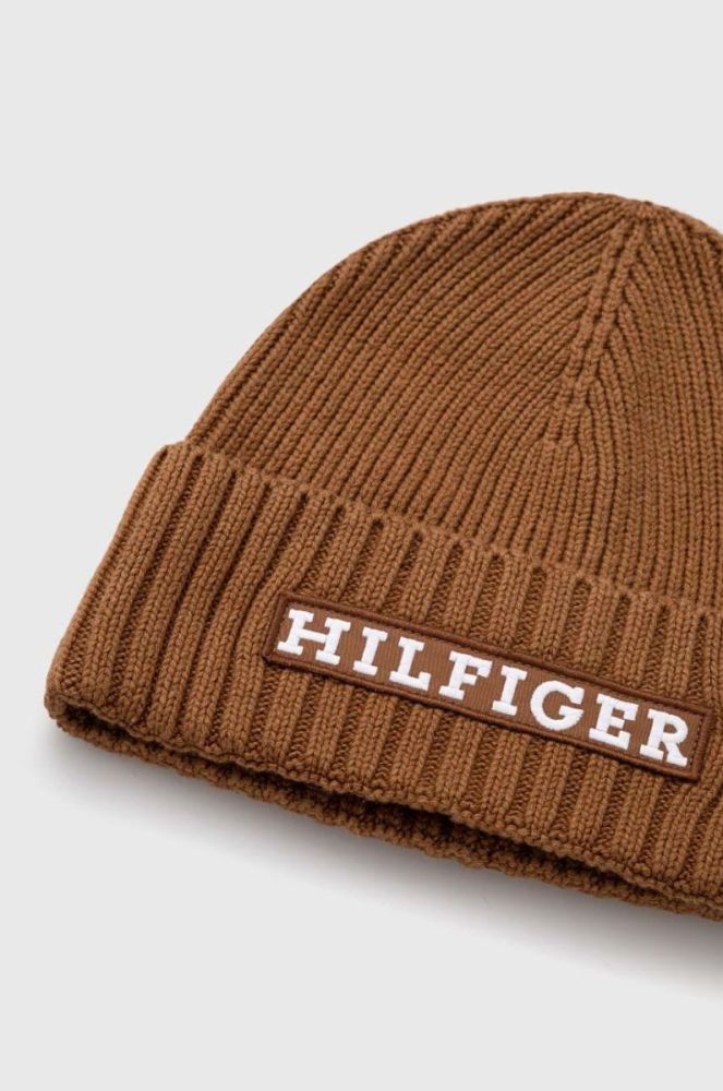 Шапка з домішкою вовни Tommy Hilfiger колір коричневий (3546419) фото 3