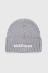 Шапка з домішкою вовни Tommy Hilfiger колір сірий (3546420)