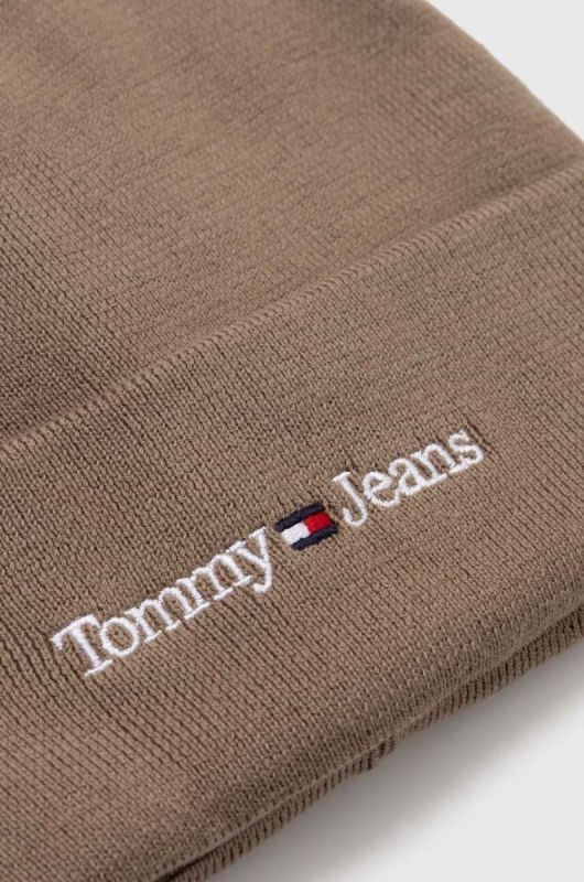 Шапка Tommy Jeans колір бежевий з тонкого трикотажу (3445828) фото 2
