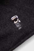Вовняна шапка Karl Lagerfeld колір сірий з тонкого трикотажу вовна (3511685)